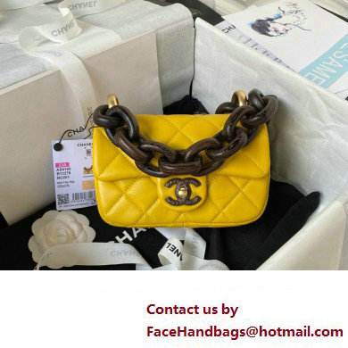 Chanel Mini Flap Bag in Lambskin & Ash-Wood AS4165 yellow 2023